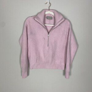 Everlane The Felted Merino Wool Half Zip Sweater Womens XS Pullover Pink